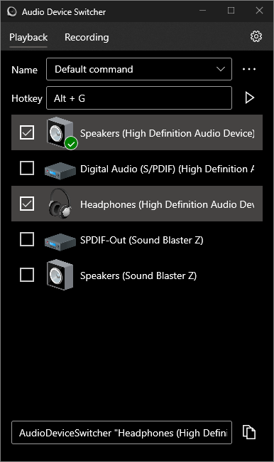 Audio Device Switcher