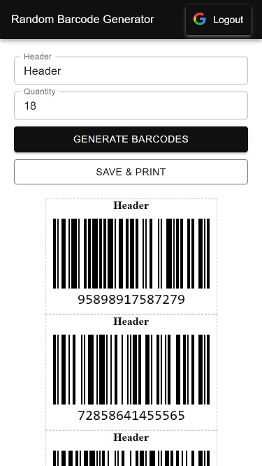 Random Barcode Generator